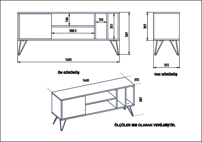 Hanah Home Soporte para TV Mistico (140) Nogal y Negro